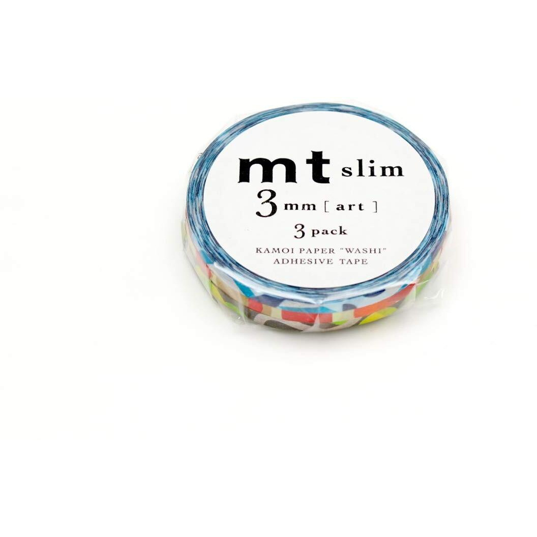 Mt Washi Slim Masking Tape, 3 Mm X 10 Mtrs Shade - Art, (Set Of 3)