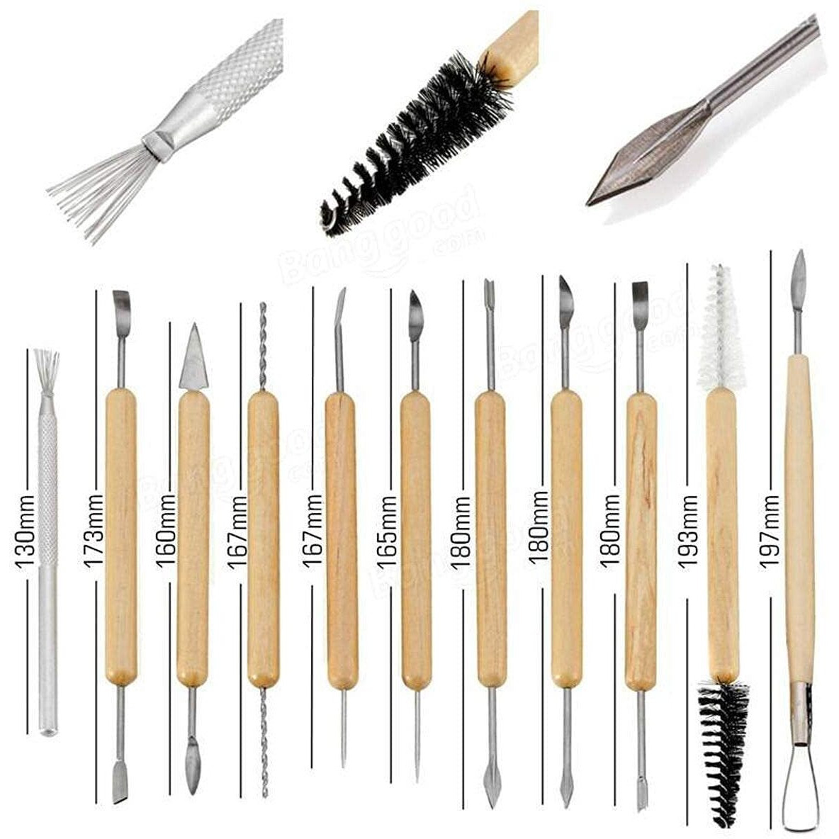 Amigozz 11Pcs Pottery Sculpting Tools Set For Professional Art Crafts, Ceramic Clay Tools, Wooden Handle Pottery Carving Tools, Modeling Tools, Wooden Sculpture Knife, Pumpkin Carving Tools.