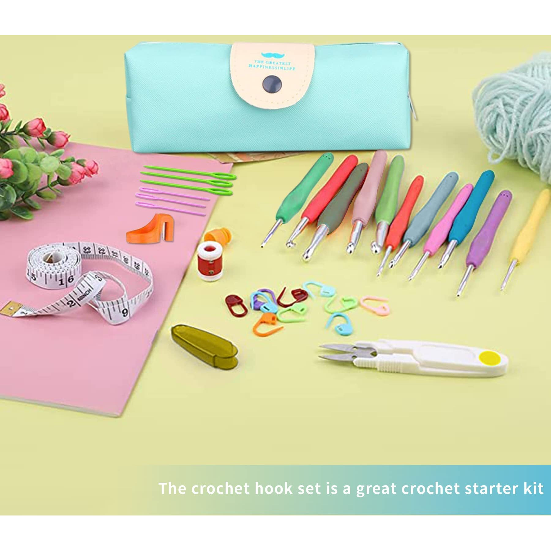 Hasthip 31Pcs Pack Crochet Hooks, Full Size Crochet Set Ergonomic Soft Grip Rubber Handles, Crochet Kits For Beginners Adults, Sister Gift, Crochet Hooks With Case