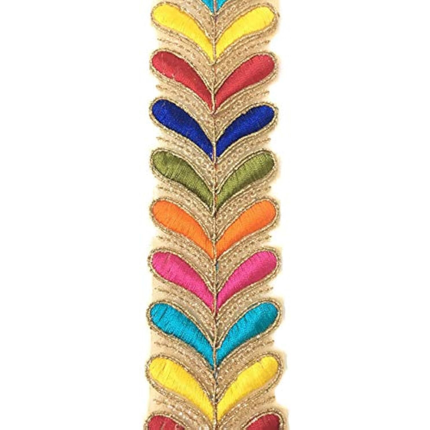 Dasync Sync Multicolour Embroidery Laces And Borders Materials For Sarees,Blouse Multi Glitter Dupatta,Women,Tailoring,Dresses,Suits,Lehenga,Gowns,Chunni,Choli,Decoration,Crafts 9 Meters
