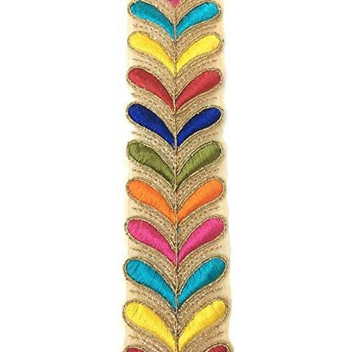 Dasync Sync Multicolour Embroidery Laces And Borders Materials For Sarees,Blouse Multi Glitter Dupatta,Women,Tailoring,Dresses,Suits,Lehenga,Gowns,Chunni,Choli,Decoration,Crafts 9 Meters