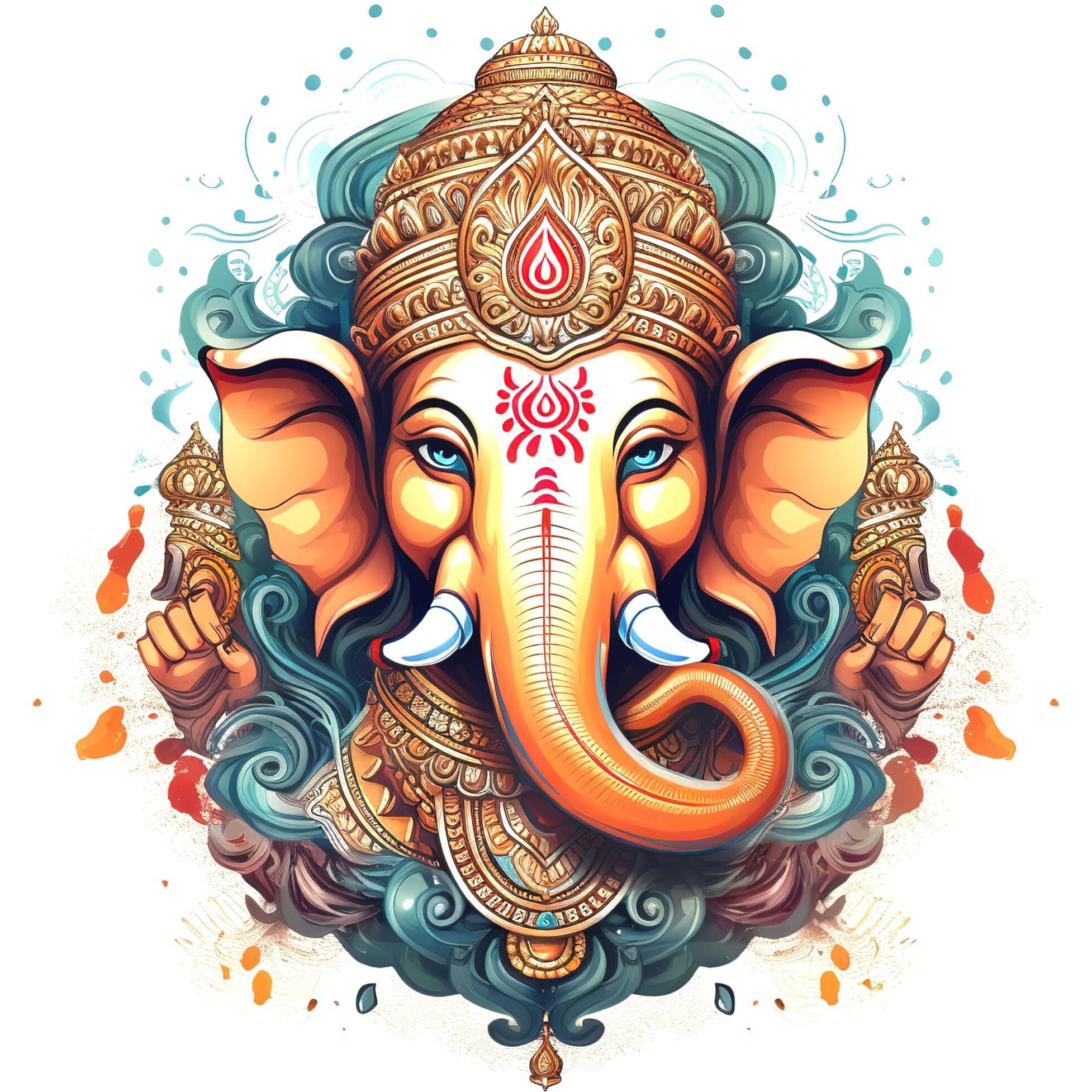 Creativeedge 3D Lord Ganesha Wall Sticker Pvc Vinyl Multicolor (61 Cm X 46 Cm)