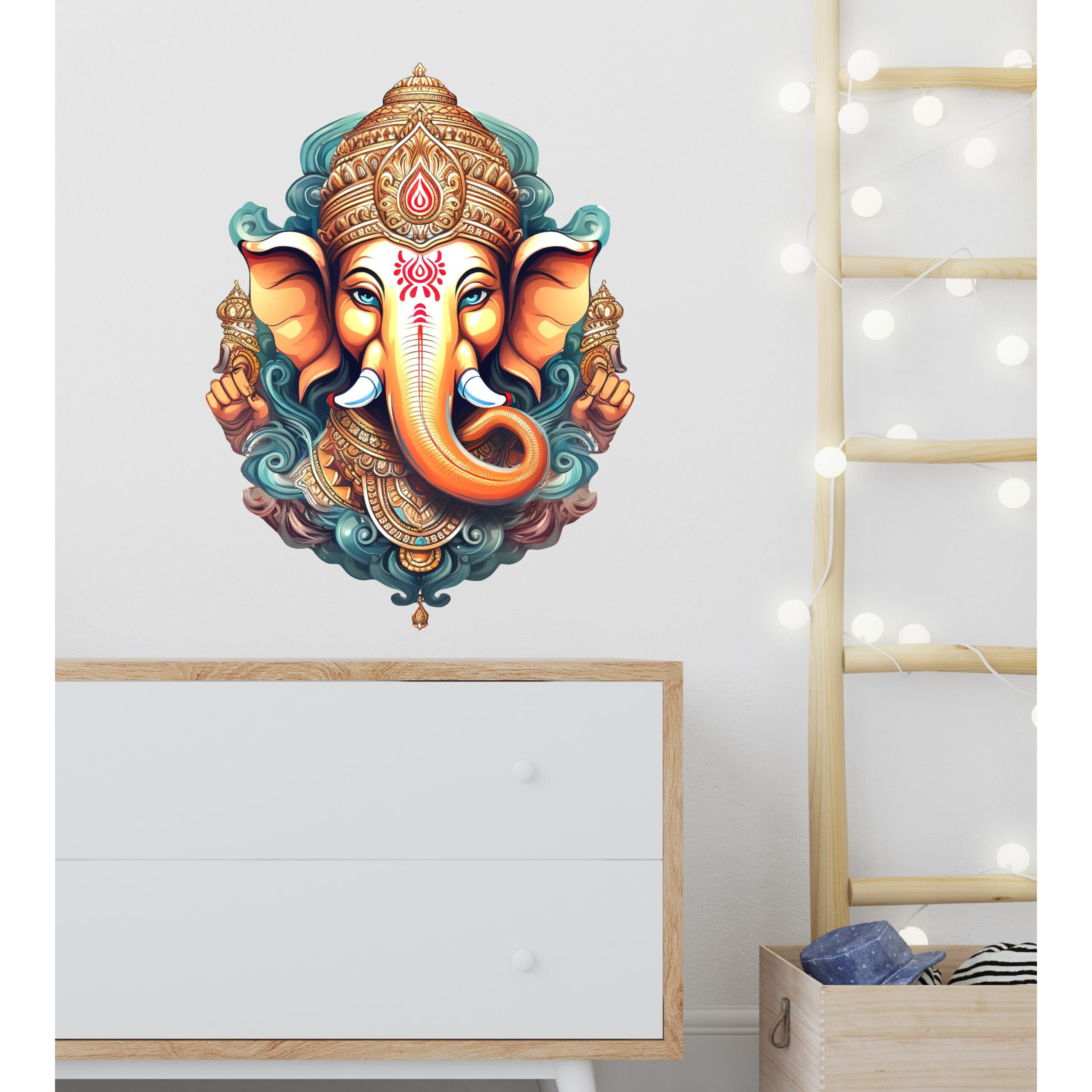 Creativeedge 3D Lord Ganesha Wall Sticker Pvc Vinyl Multicolor (61 Cm X 46 Cm)