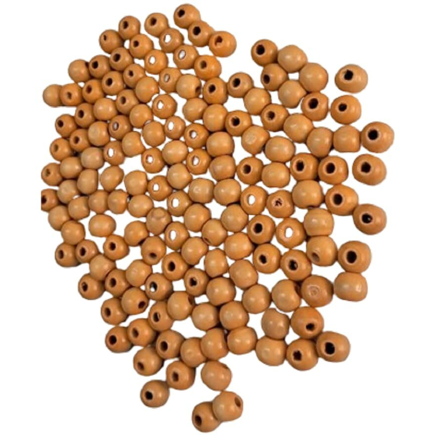 Q1 Beads 250 Pcs 10 Mm Natural Round Wooden Beads Beige 10 Mm With Small Hole Ball For Jewellery Making & Diy Craft Findings And Multipurpose(2 Mm Hole,Beige Color)