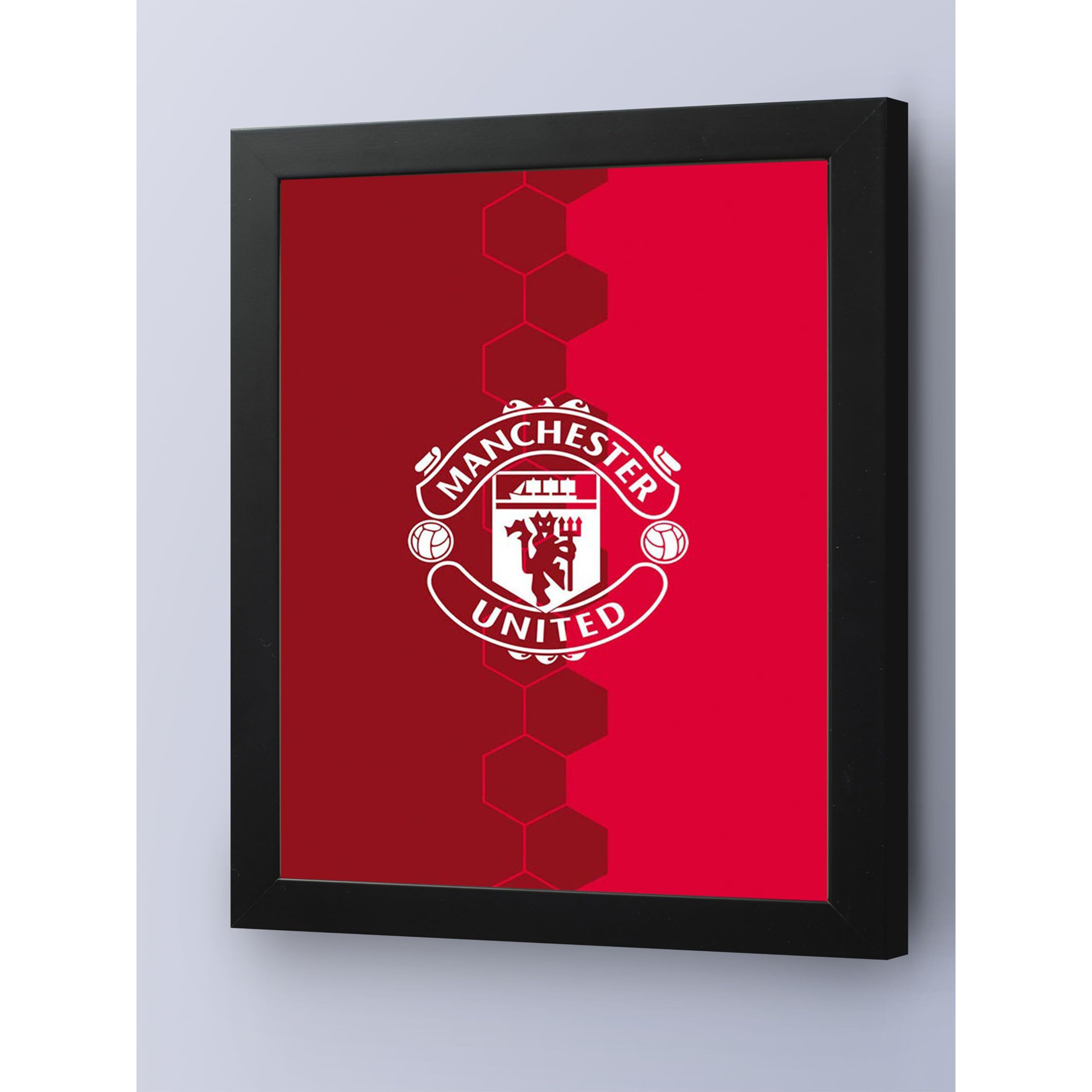 Interiocrafts Engineered Wood Manchester United Poster With Frame, Black, Abstract, Standard(13X10 Inches)