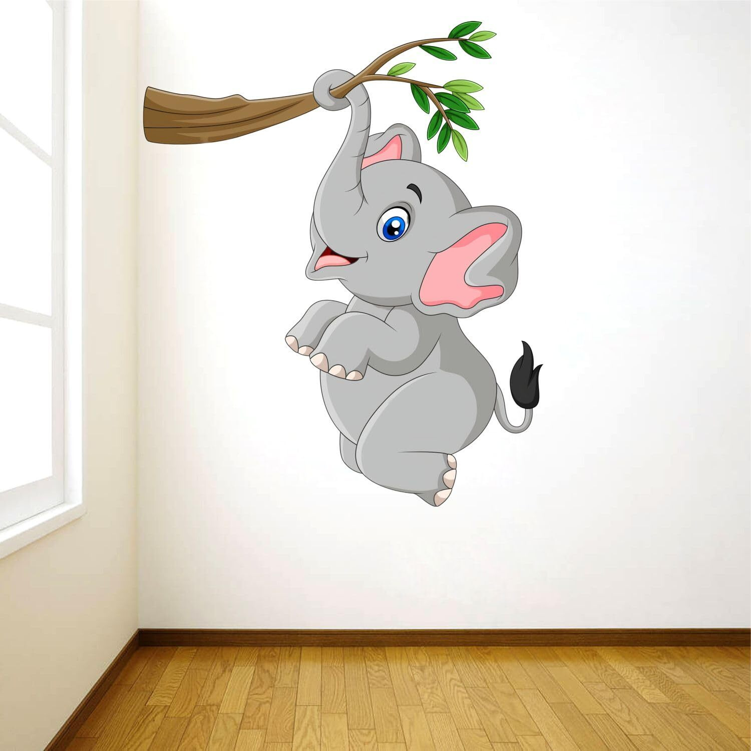 Sticker Yard Hanging Elephant Animal Decor Kids Room Decor, Hall Decor, Kitchen Decor, Living Room Decor,Bedroom Decor Vinyl Wall Sticker,Multicolor (Standard Size -55X71Cm)