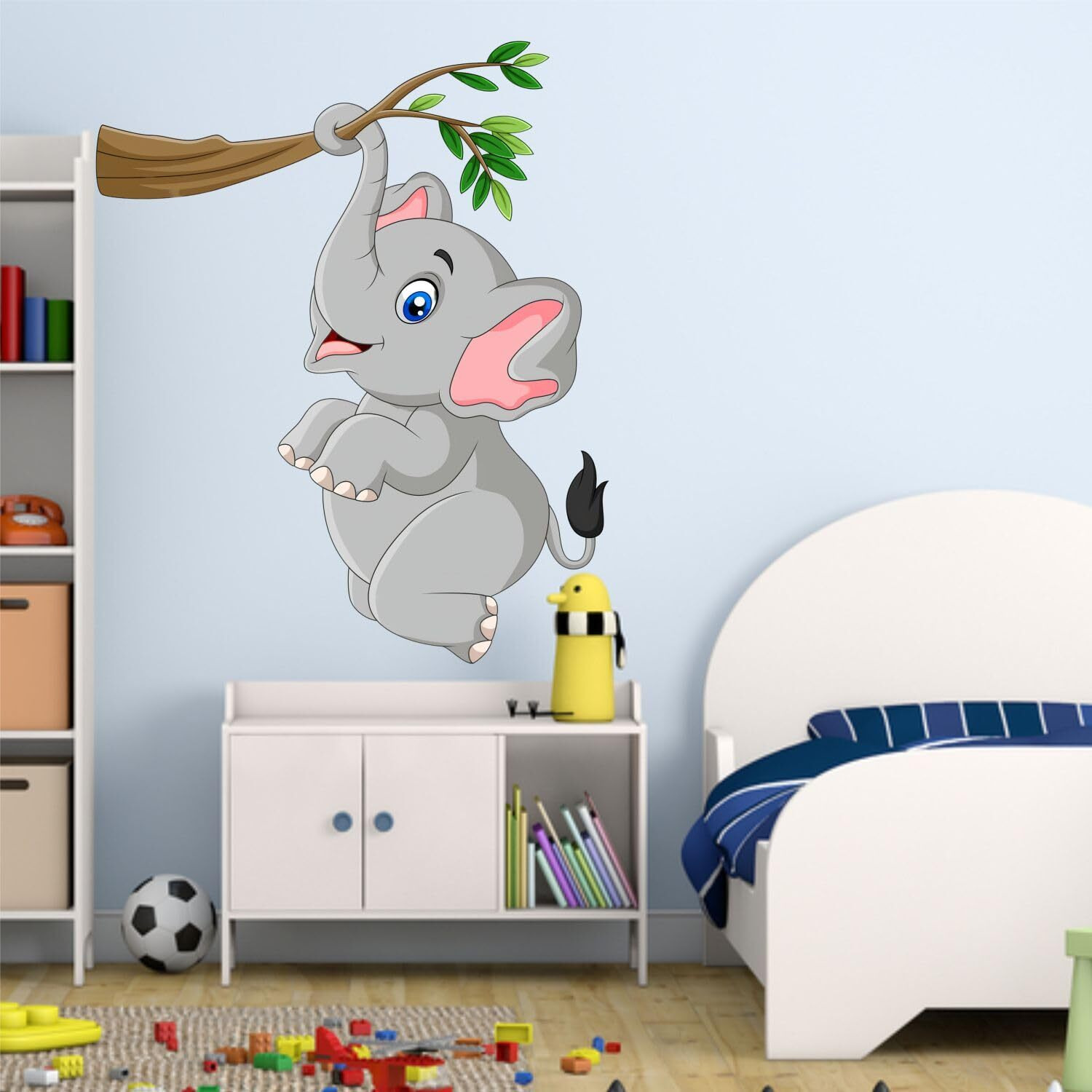 Sticker Yard Hanging Elephant Animal Decor Kids Room Decor, Hall Decor, Kitchen Decor, Living Room Decor,Bedroom Decor Vinyl Wall Sticker,Multicolor (Standard Size -55X71Cm)