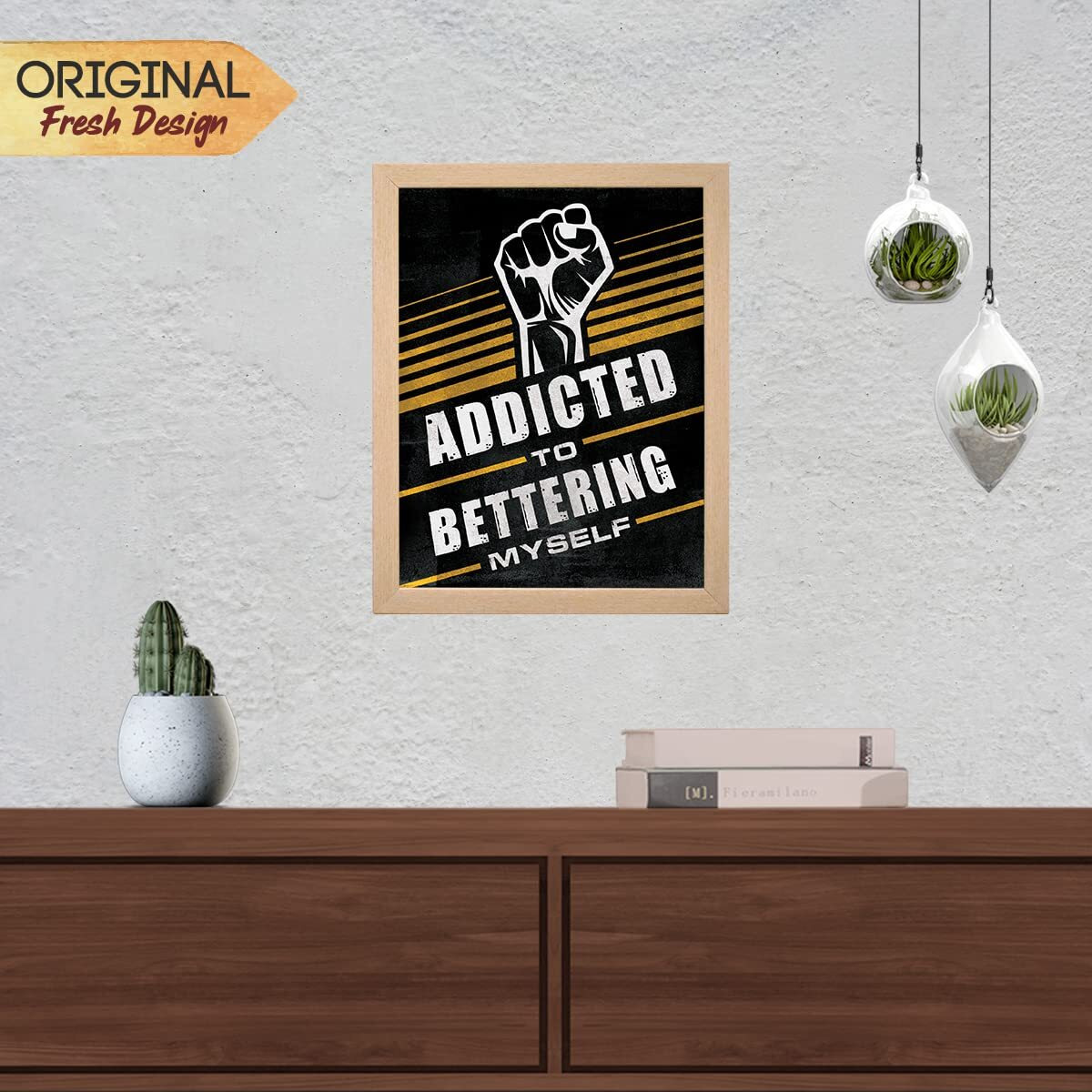 Chaka Chaundh - Motivational Quotes Frames - Framed Posters - Performance Quotes Frames For Office, Student, Entrepreneur - Best Quotes Wall Frames - Posters With Frame (Bettering Myself - Black)