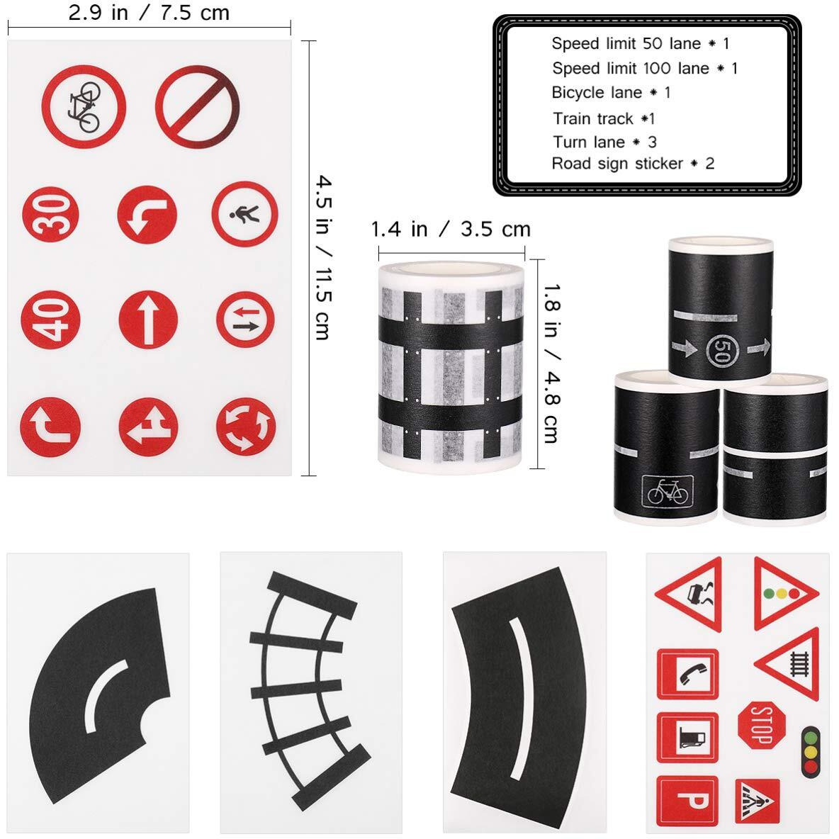 Hasthip Washi Masking Tape Set, Diy Trains Railways Road Tape Decorative Masking Tape Collection Diy Trains Railways Washi Tape Road Sticker Rolls For Toy Cars
