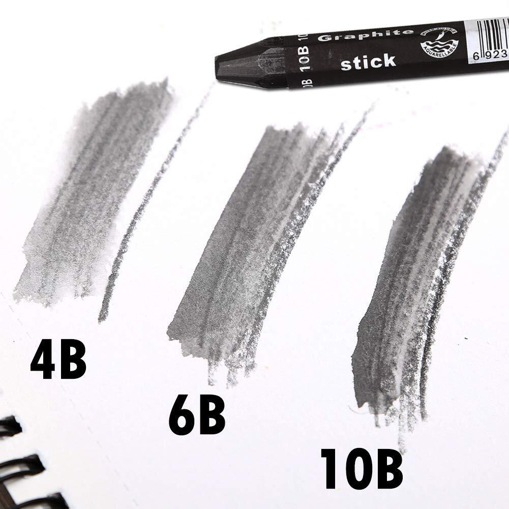 Graphite Stick Set - Water Soluble - 4B 6B 10B, Art Drawing Supplies For Sketch & Shading Pencils, Artist Sketching - 3 Pcs