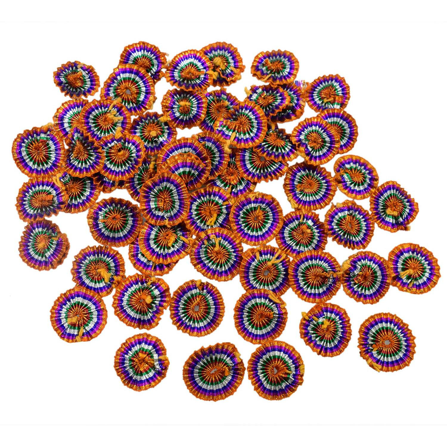 Embroiderymaterial Gota Patti Flowers Appliques Patches For Embroidery Decoration And Craft Making(Multi Color,100 Pieces)