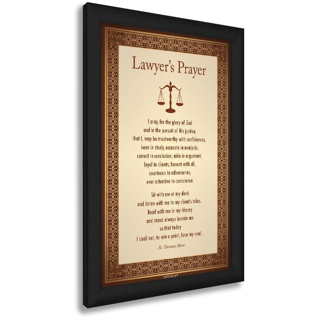 Artinkart- Lawyer Prayer Framed Poster, Lawyer Motivation Poster, Law Posters With Frame, Lawyer Gifts, Advocate Poster For Office Decoration, Study Table, Students (Synthetic Wood, 9.5X13.5 Inch)