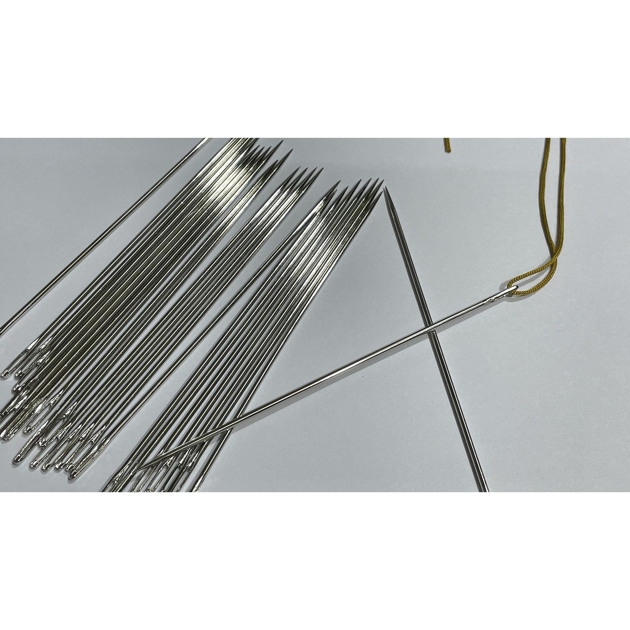 Omx 25 Pieces, Long Eyed Beading Needles, 2Mm X 127Mm | 127 Mm ( 5 Inch) Long & 2Mm Thick, Book Binder Needle Jewelry Making Tools, Sewing Beading Needle For Hemming, Beads Zardosi Embroidery & Jewelry Making, Total Qty - 25 Needles,