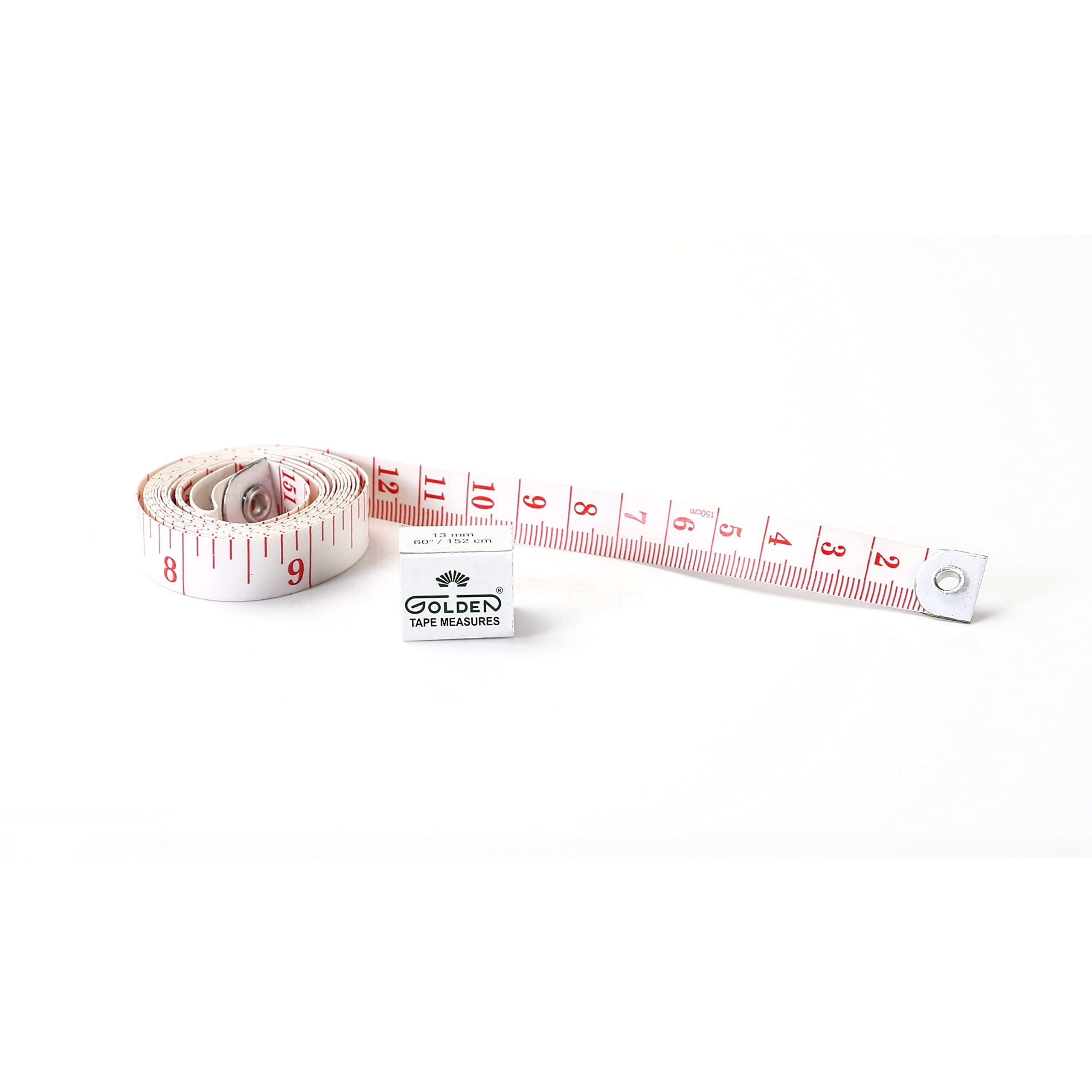Golden Tailor Tape Sewing Tailoring Tape 1.52 Meter/152 Cm, Premium Pvc Fibreglass Measuring Tapes For Body & Cloth Measure, Dressmaking, Cloth Cutting, Home Tailoring, Pack Of 10 (13 Mm)