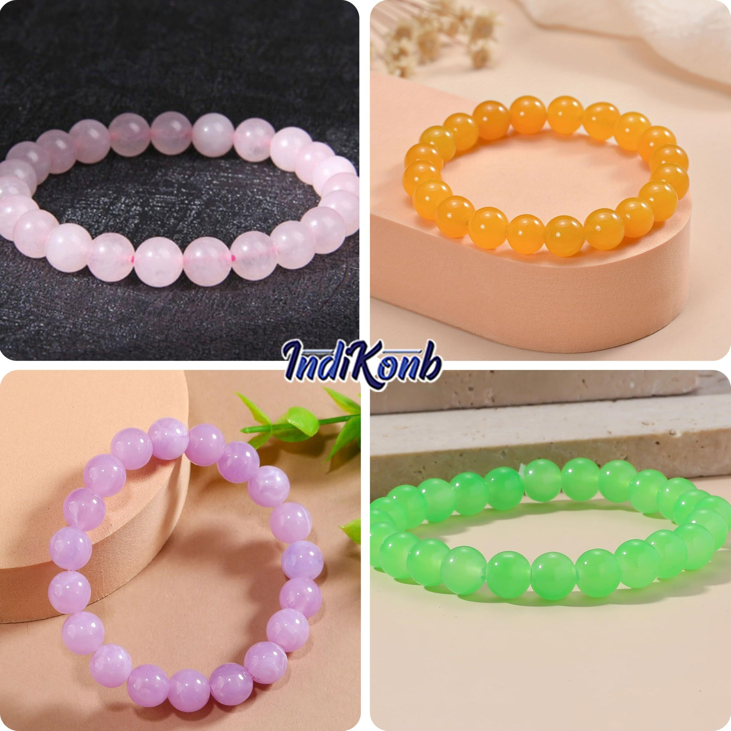 Indikonb Jelly Glass Beads 6Mm | Round Pearl Beads For Bracelets & Jewellery Making | 300Pcs | Perfect Glass Bead For Diy Crafting, Beaded Jewelry, & Bracelet Bead (Pink)