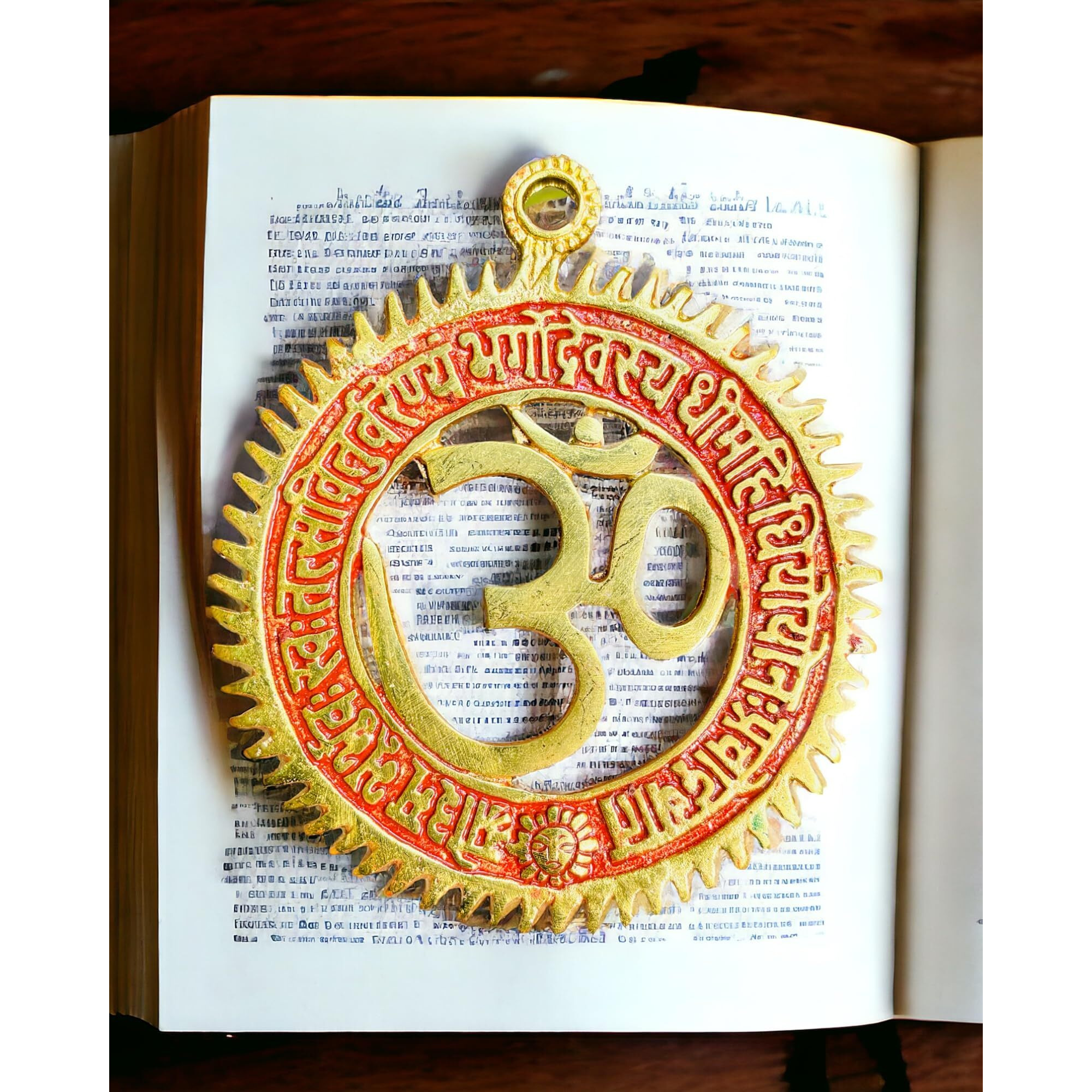 Warmingo De Metal Om Wall Hanging Gayatri Mantra | Om Wall Hanging For Mandir Or Main Door Entrance | Vastu Wall Hanging (6 X 5 Inch)