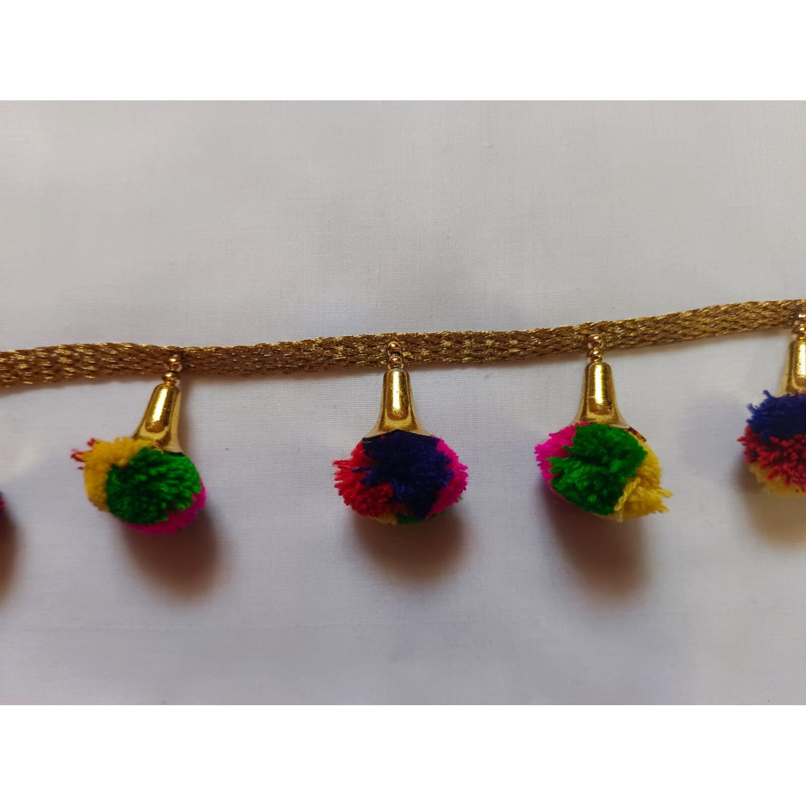 Lace Borders Multicolor Pompom Hanging For Saree Border Dresses, Lehenga, Suits, Blouses, Dupatta, Chunri And Craft (9 Meters)