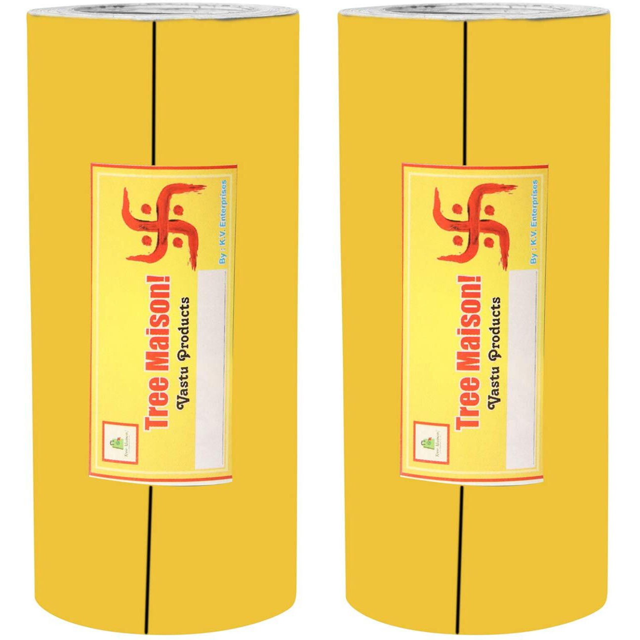 Treemaison Vastu Combo Of Yellow Color Tape | Size - 4 Inch | Length- 8 Feet (Approx) | Vastu Remedy For Toilet | Main Door Entrance | Tape Remedy | Pack Of 2