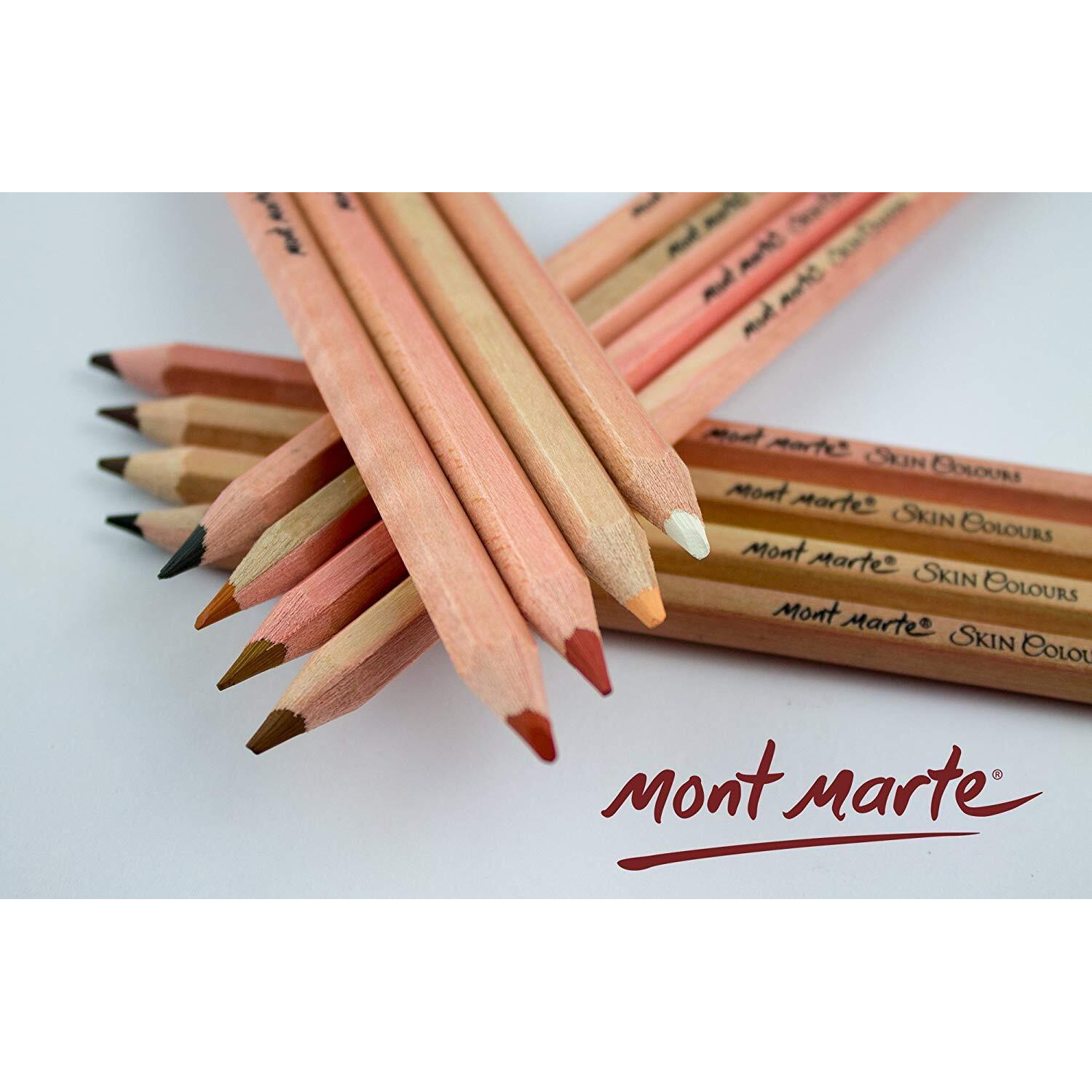 Mont Marte Artist Skin Colour Pencils - Ideal For Expressive Portrait Drawings - Perfect For Beginners And Professionals, Children And Adults Colouring Pencils. (Set Of 12 Pencils)