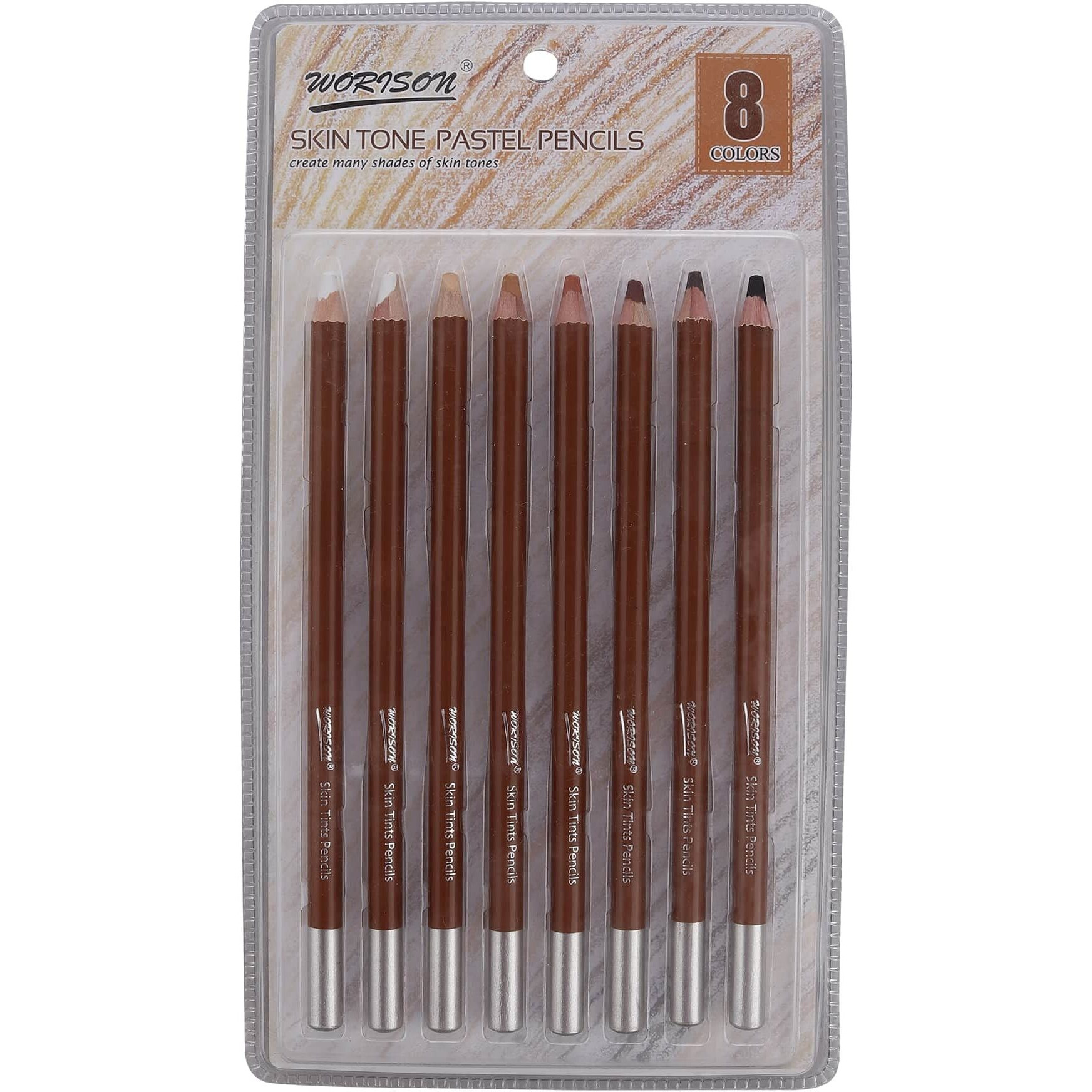 Kabeer Art 8 Pcs Skin Tints Pastel Soft Colored Pencils For Portrait Drawing, Sketching And Coloring