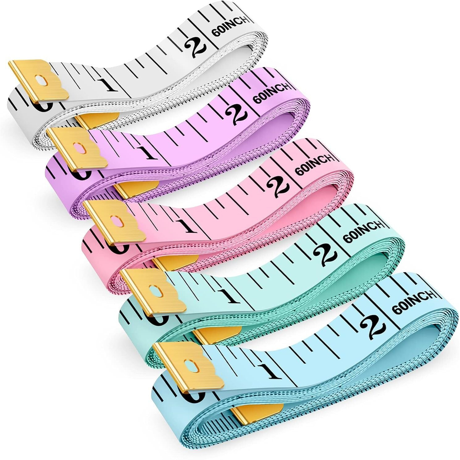 Aakriti Measurement Tape Measure Soft Ruler Measuring For Vinyl Body Fabric Sewing Tailor Cloth Measurement Craft Supplies, 60-Inch/5 Foot Double Scale Ruler Colours May Vary (5)