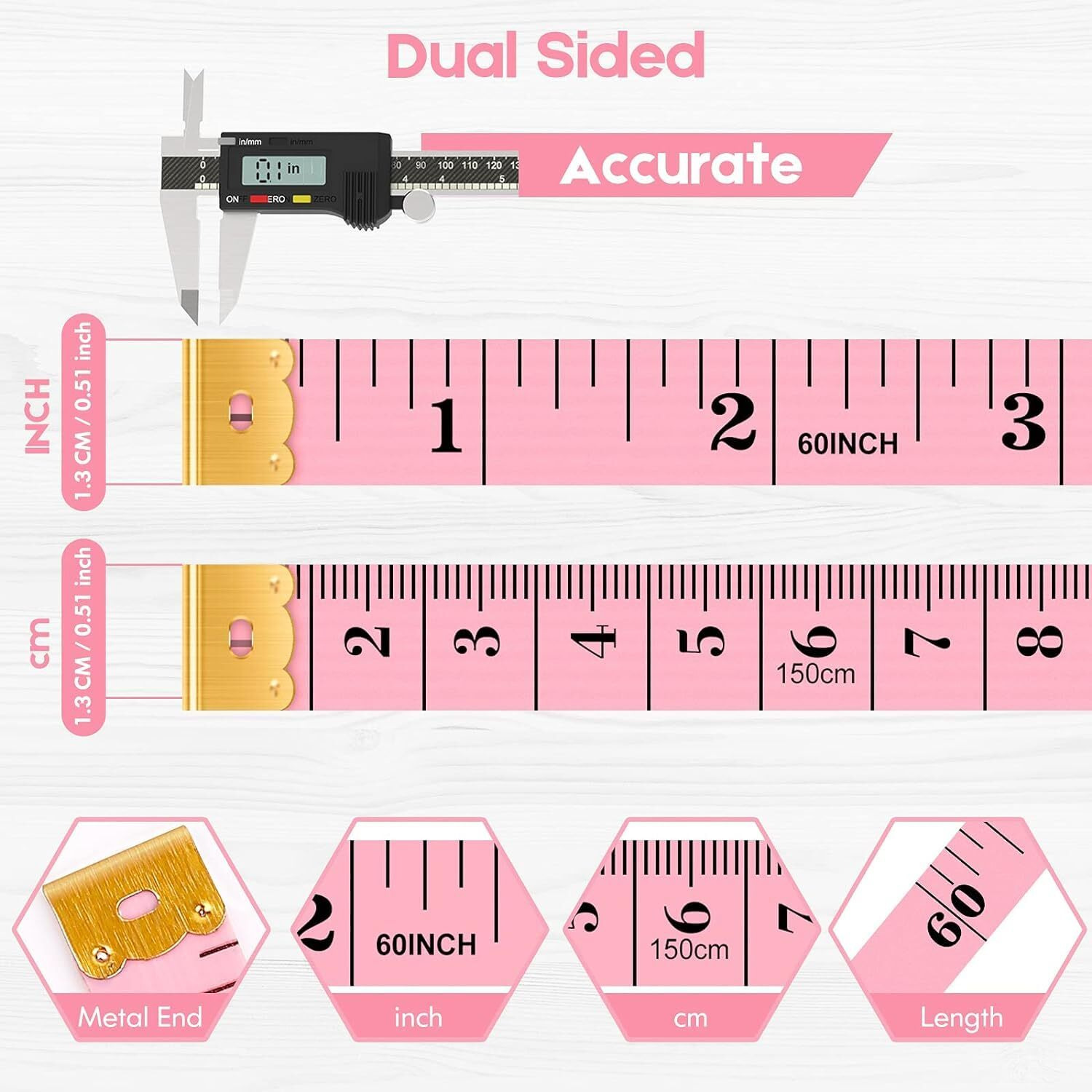 Aakriti Measurement Tape Measure Soft Ruler Measuring For Vinyl Body Fabric Sewing Tailor Cloth Measurement Craft Supplies, 60-Inch/5 Foot Double Scale Ruler Colours May Vary (5)