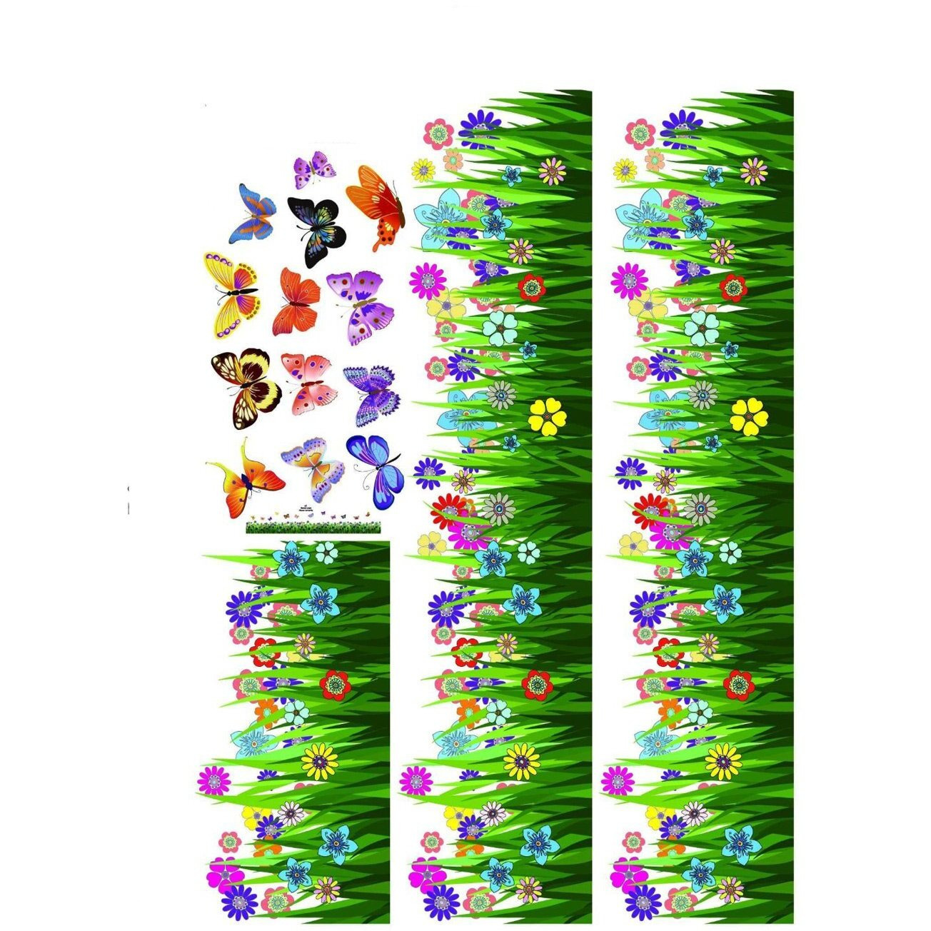 Creativeedge Pvc Vinyl Garden Grass Wall Sticker With Flying Butterfly Design - Multicolor - 70 Cm X 25 Cm