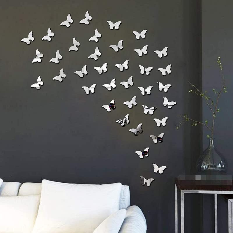 Vah- Kya Bat Hai  Silver -Glass Stickers For Wall (Pack Of 40)