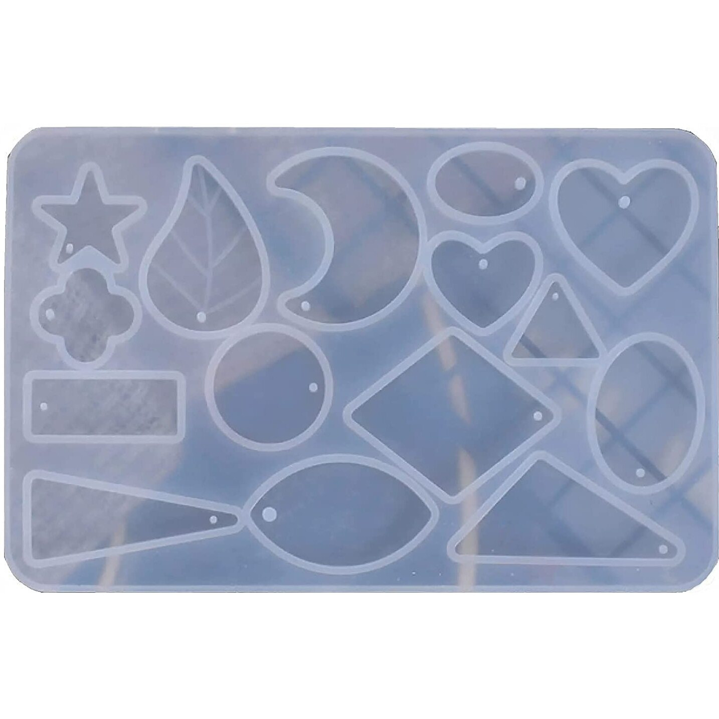 EsKube Creative Multi-Shape Earring Keychain Pendent Mould Silicon Jewellery Making Mould For Resin Epoxy Casting Mould Tool For Diy (15 Design In 1 Jewellery Mould (12 X 8 Cm) - 1Pc
