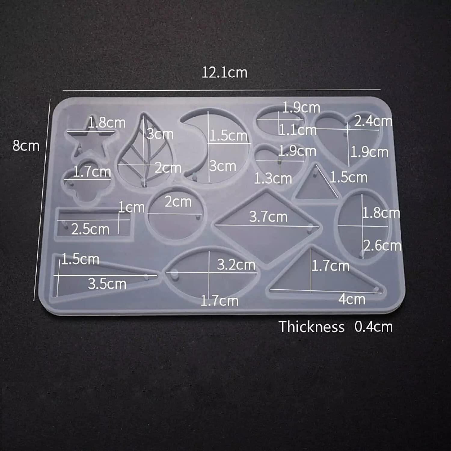 EsKube Creative Multi-Shape Earring Keychain Pendent Mould Silicon Jewellery Making Mould For Resin Epoxy Casting Mould Tool For Diy (15 Design In 1 Jewellery Mould (12 X 8 Cm) - 1Pc
