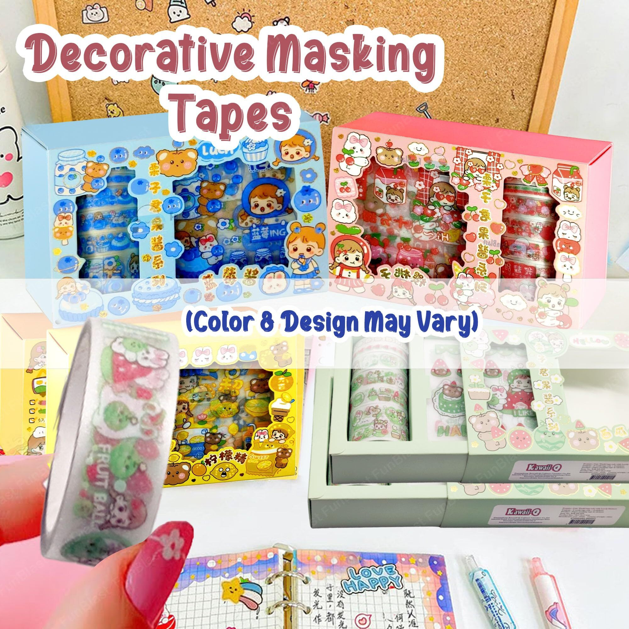 Funblast Washi Tape Set, Cute Washi Tape Set, Designer Decorative Masking Tapes For Diy Crafts Arts Scrapbooking Bullet Journal Planners Multicolor