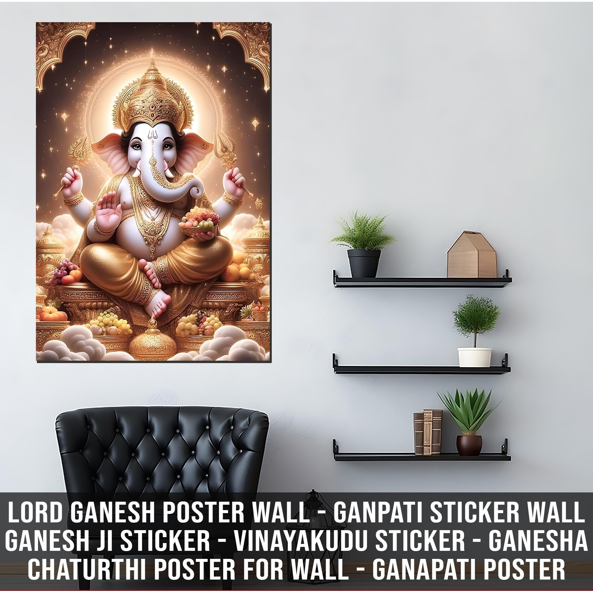 Lord Ganesh Poster Wall | Ganpati Sticker Wall | Ganesh Ji Sticker | Vinayakudu Sticker | Ganesha Chaturthi Poster For Wall Decoration | Ganapati Poster For Wall | Ashtavinayak Ganpati Sticker | Natya Vinayaka Posters