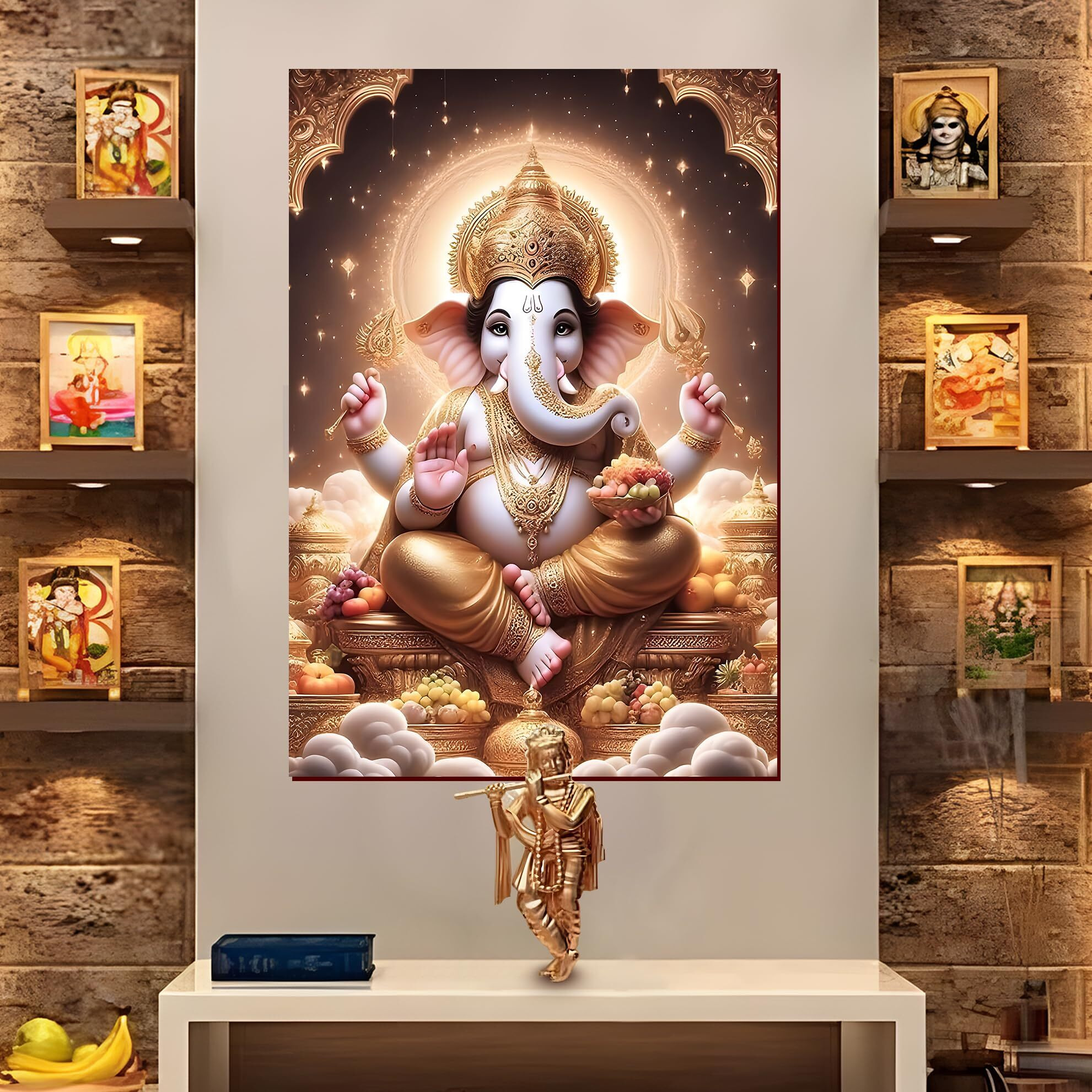Lord Ganesh Poster Wall | Ganpati Sticker Wall | Ganesh Ji Sticker | Vinayakudu Sticker | Ganesha Chaturthi Poster For Wall Decoration | Ganapati Poster For Wall | Ashtavinayak Ganpati Sticker | Natya Vinayaka Posters