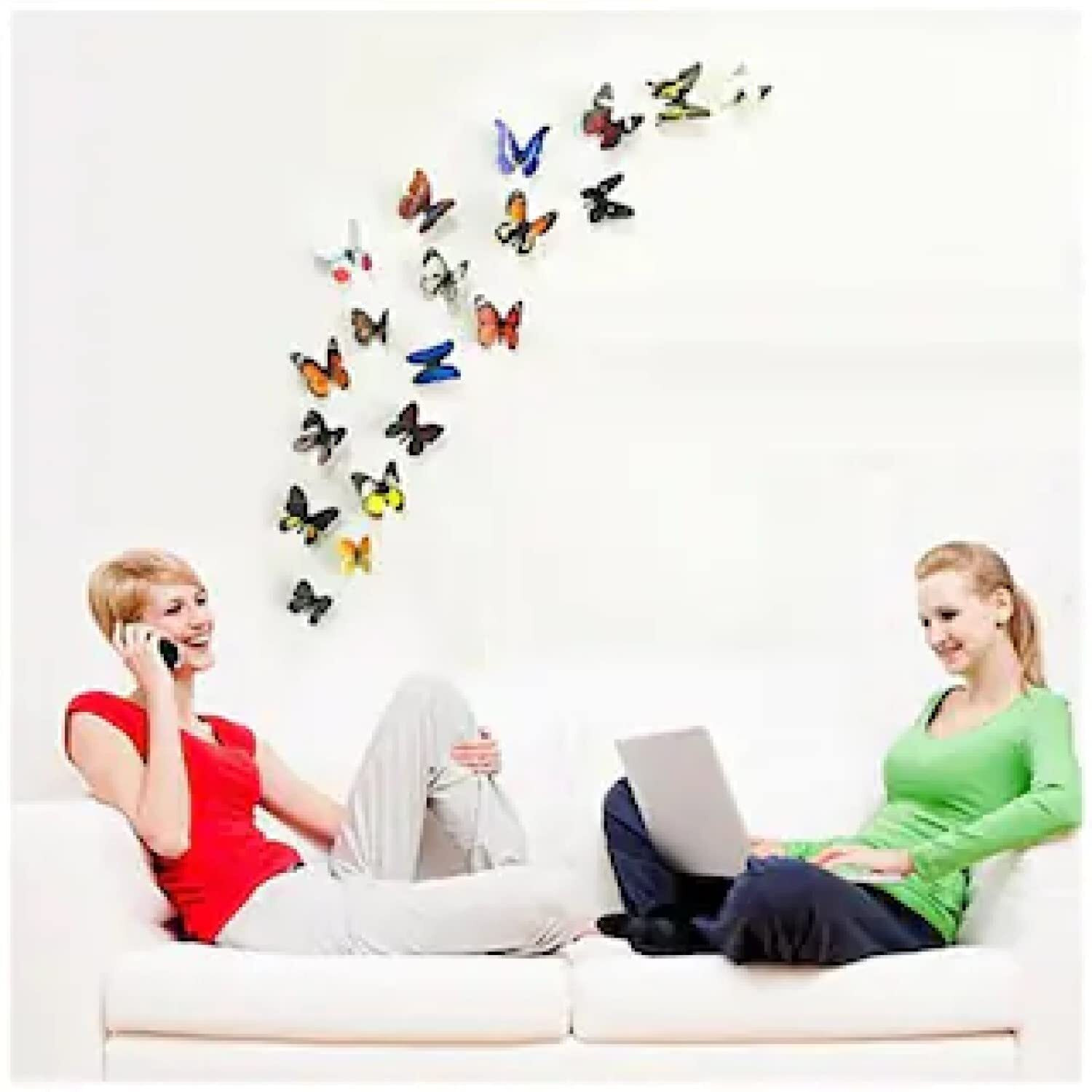 Jaamso Royals Multicolor 3D Butterflies Butterfly Stickers For Wall, Decoration Items, Stickers, For Walls Decoration (21 Cm X 30 Cm)