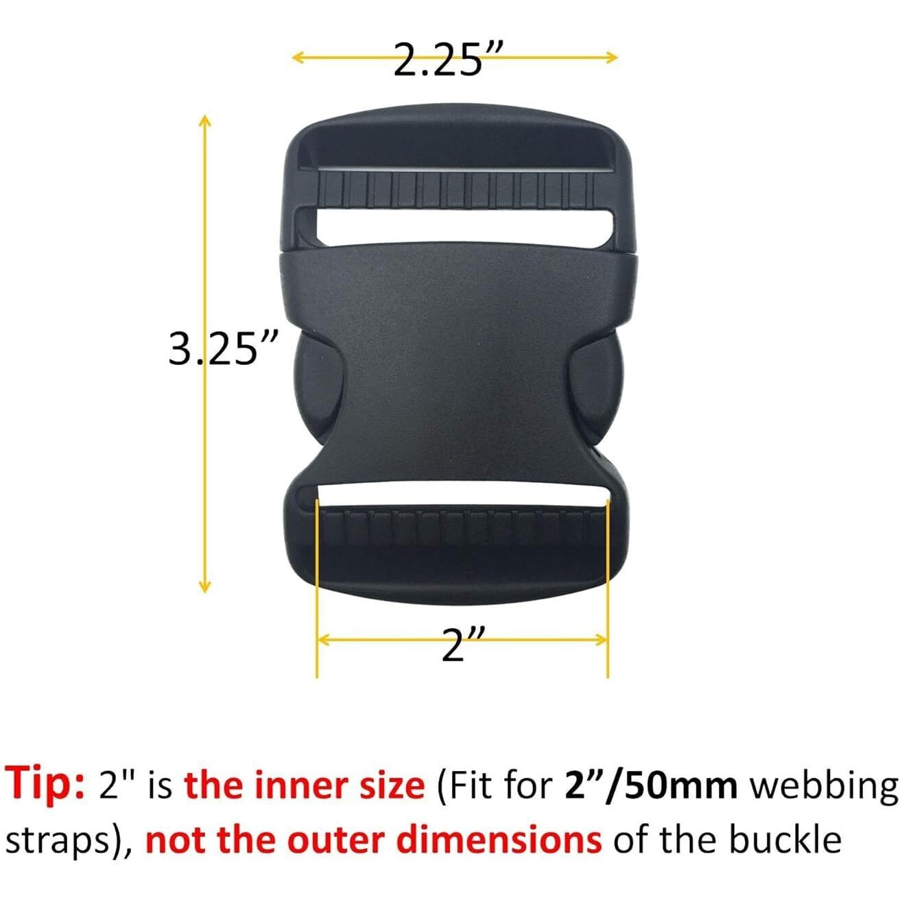 Shopee Buckle Straps 2 Inch, Webbing Straps Polypropylene 10 Meter, 6 Pcs Adjustable Side Release Plastic Buckles, 12 Pcs Tri-Glide Slide Clip, Heavy Duty Straps With Buckles
