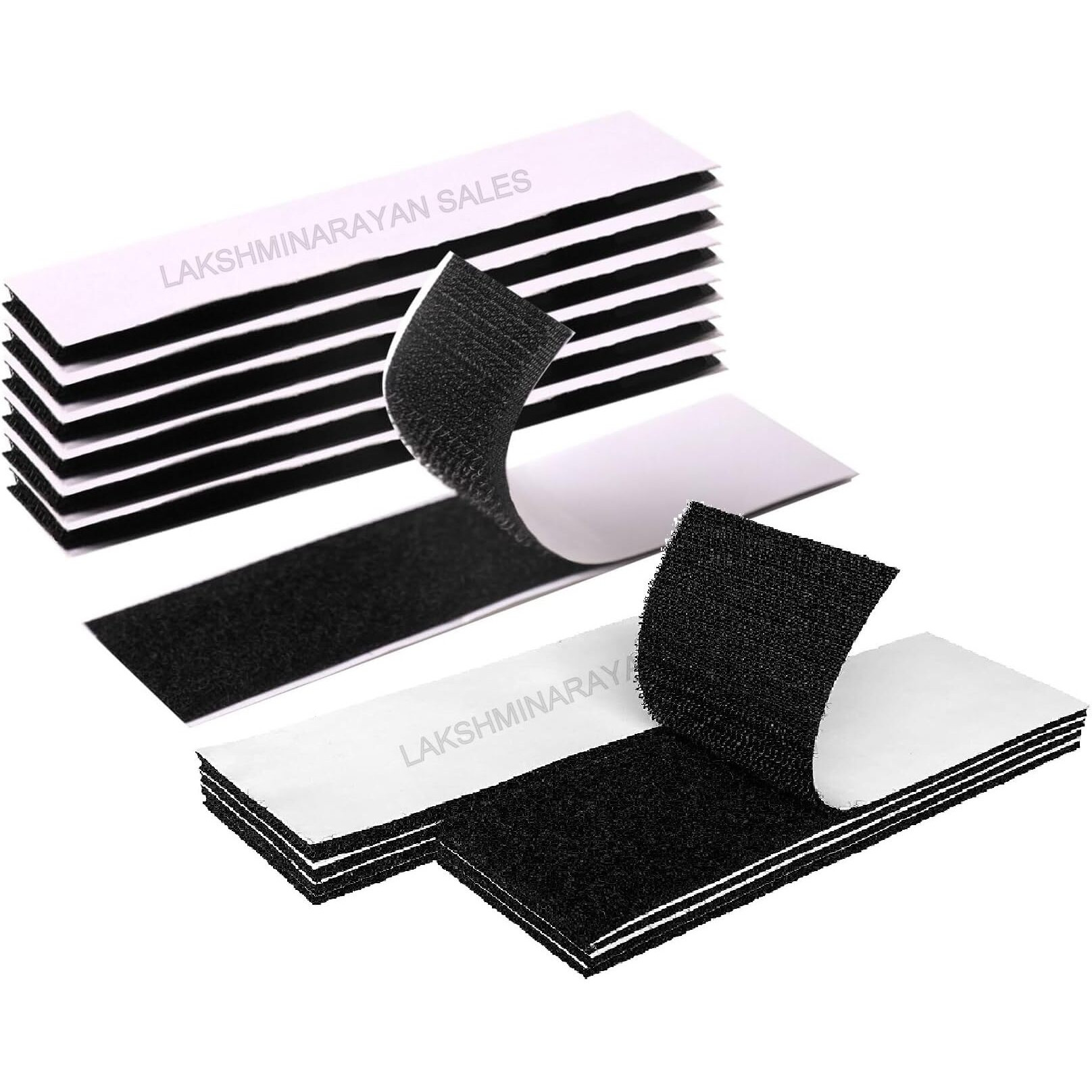 Lakshminarayan Sales 1X4 Inch 10 Sets Hook And Loop Tape Double Sided Tape Sticky Back Strips Adhesive Strips For Sofa Couch Cushions, Rug, Mattress Diy Home School Office Craft (1X4 Inch 10Pcs Stips)