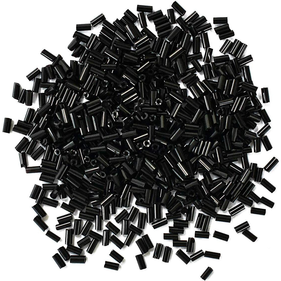 Embroiderymaterial Bugle Beads For Jewellery Craft Embroidery Diy Making Purpose Black Color (100 Gram)