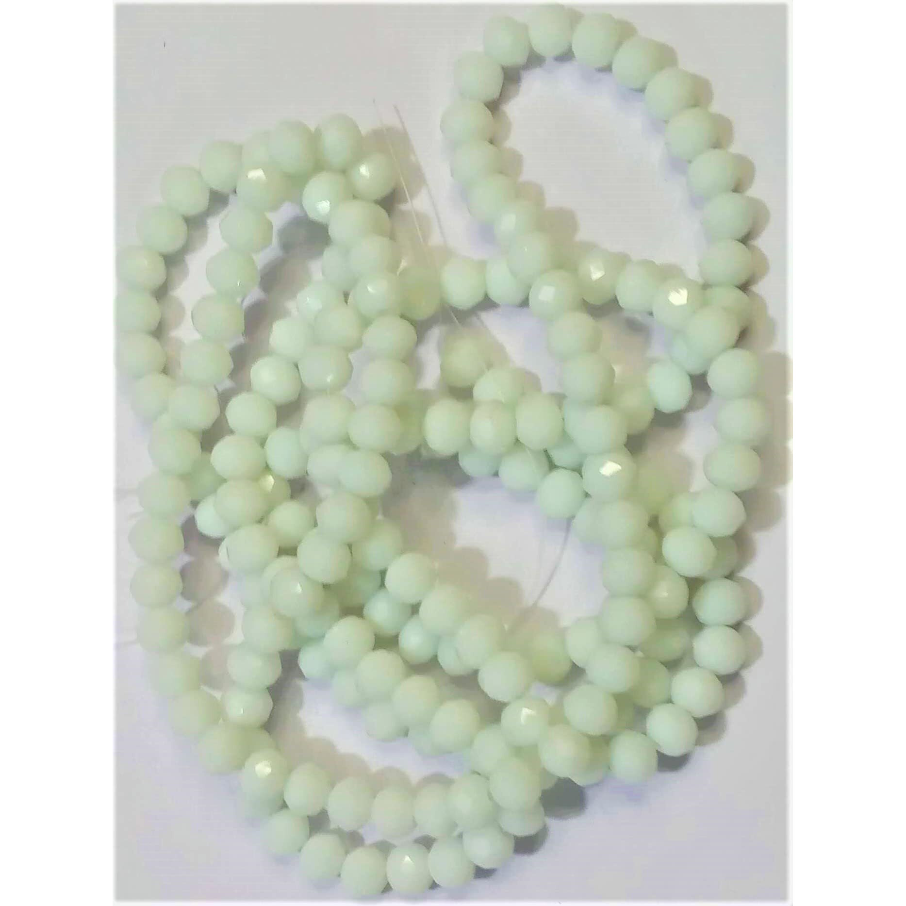 Omx 255 Beads (85 To 95 Beads In 1 Line), 3 Line, Opaque Crystal Glass Beads Roundelle For Jewellery Making, Craft Works - 6Mm Size (White)