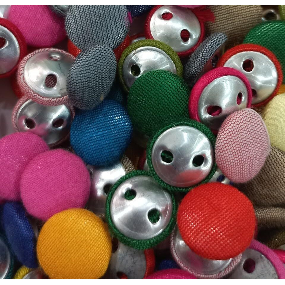 Omx Fabric Cotton Button For Sewing On Clothing, Craft, Embroidery, Decoration (200 Pc Mix Multi Colour, 15 Mm Diameter)