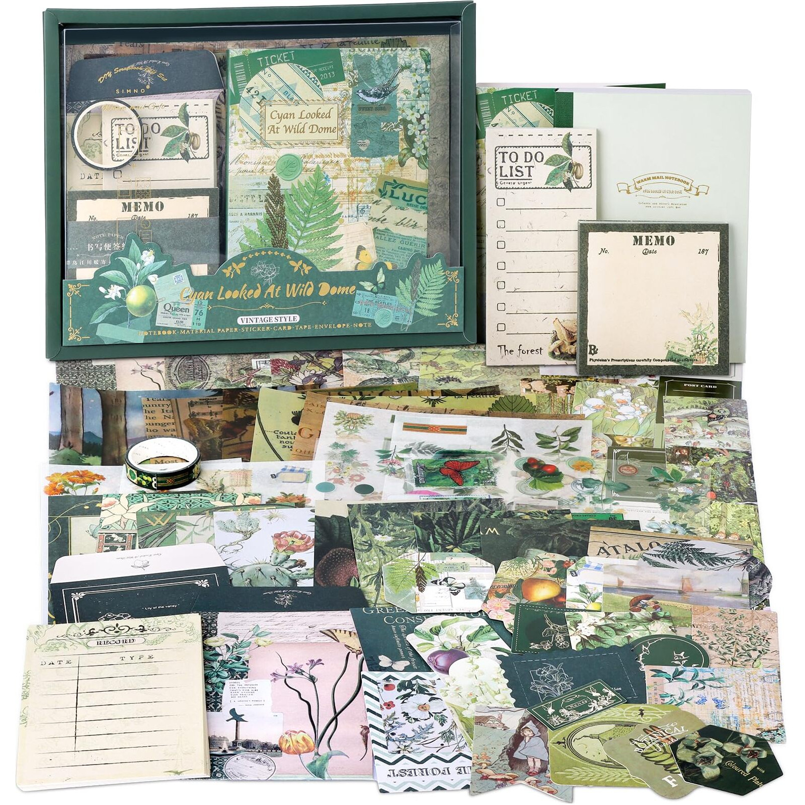 Draupnir Scrapbooking Supplies Kit,Vintage Botanical Aesthetic Scrapbook Kit For Junk Journal, Stationery,Bullet A6 Grid Notebook Diy Scrapbook Birthday Craft Gift For Teen Girl Kid Women
