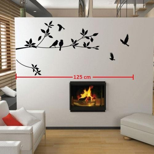 Asmi Collections Pvc Wall Stickers Black Tree Branches And Birds