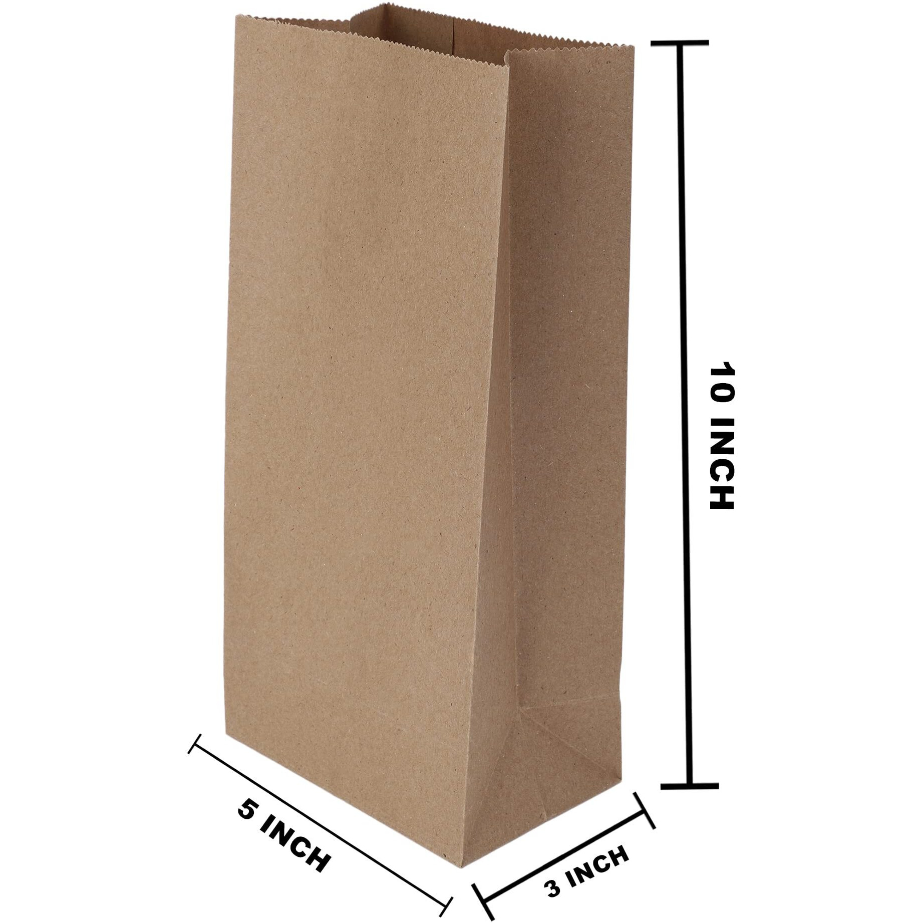 E Kysa Basics Brown Kraft Paper Carry/Gift/Cloth/Grocery Recycled Eco Friendly Bags - 5 * 3 * 10 Inches Pack Of 15 Pcs