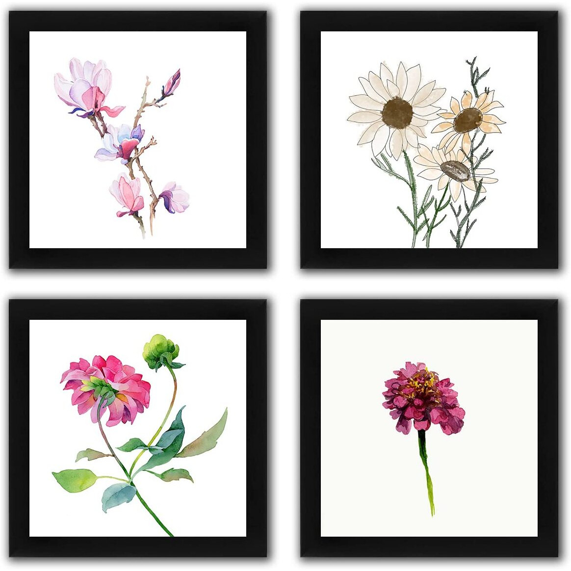 Interio Crafts Botanical Wall Art Prints Framed Botanical Prints For Sage Green Decor Plant Wall Art Wall Prints (Frame  9 X 9 Inch, Poster  8 X 8 Inch)- Pack Of 4