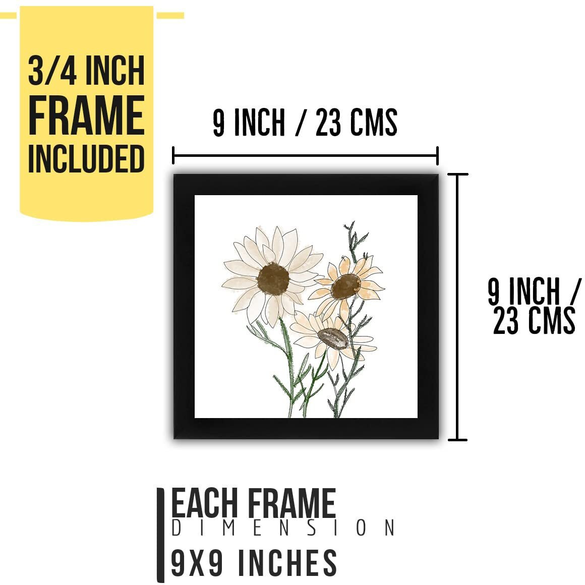 Interio Crafts Botanical Wall Art Prints Framed Botanical Prints For Sage Green Decor Plant Wall Art Wall Prints (Frame  9 X 9 Inch, Poster  8 X 8 Inch)- Pack Of 4