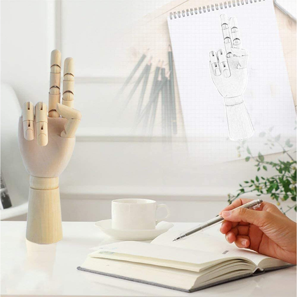 Asint Wooden Art Mannequin Hand Model - Drawing/Sketch/Art Supplies/Model - For Women/Men/Beginners/Advanced/Professional/Hand Figurine.(Size-10&quotInch
