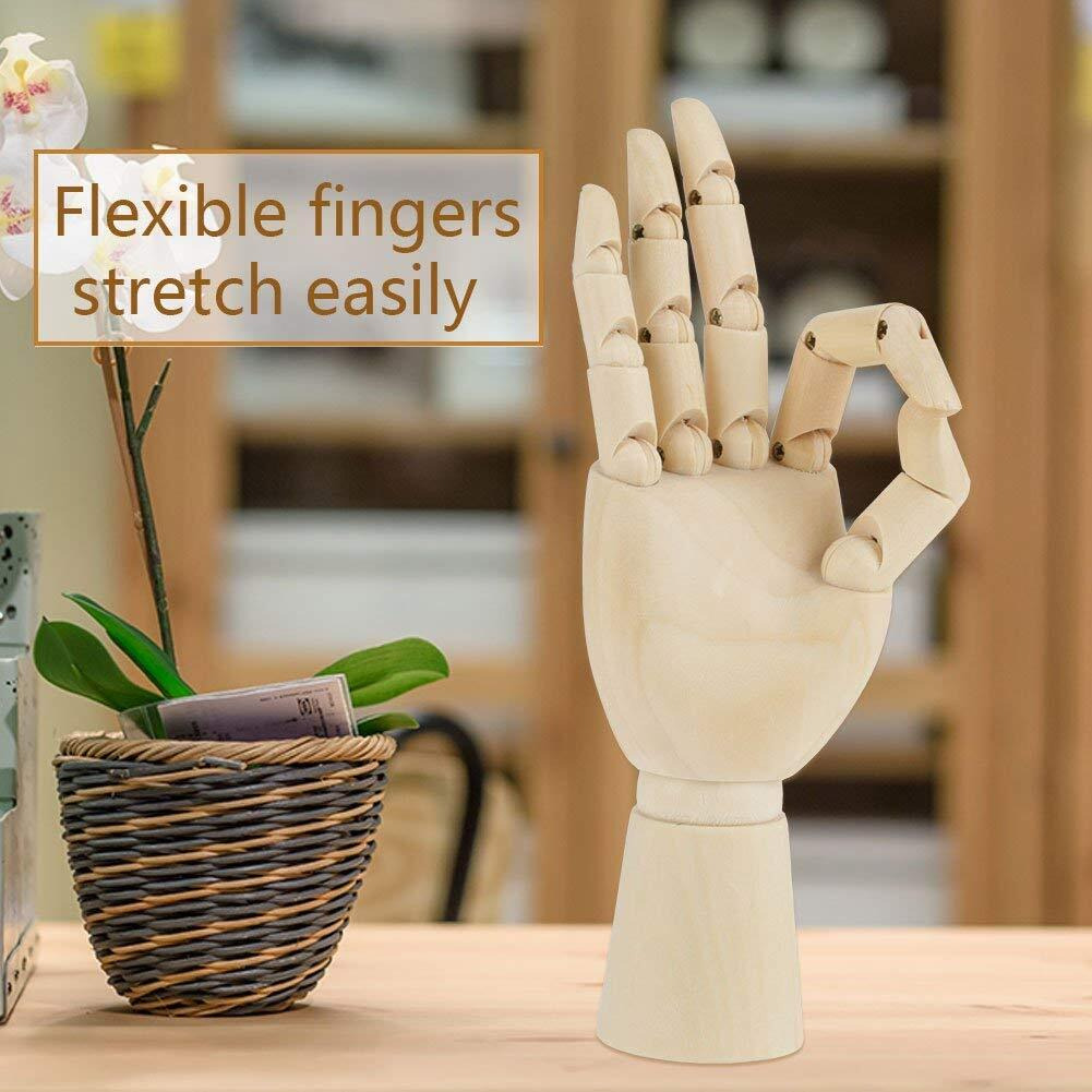 Asint Wooden Art Mannequin Hand Model - Drawing/Sketch/Art Supplies/Model - For Women/Men/Beginners/Advanced/Professional/Hand Figurine.(Size-10&quotInch