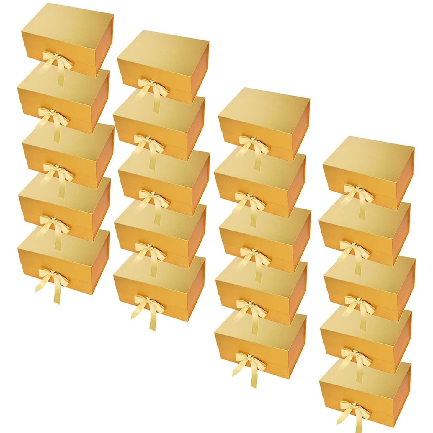 Aakriti Elegant Folding Rakhi Gift Boxes With Ribbon, X-Small (17.75 X 16.5 X 8.9 Cm), Pack Of 20Pcs, Gold