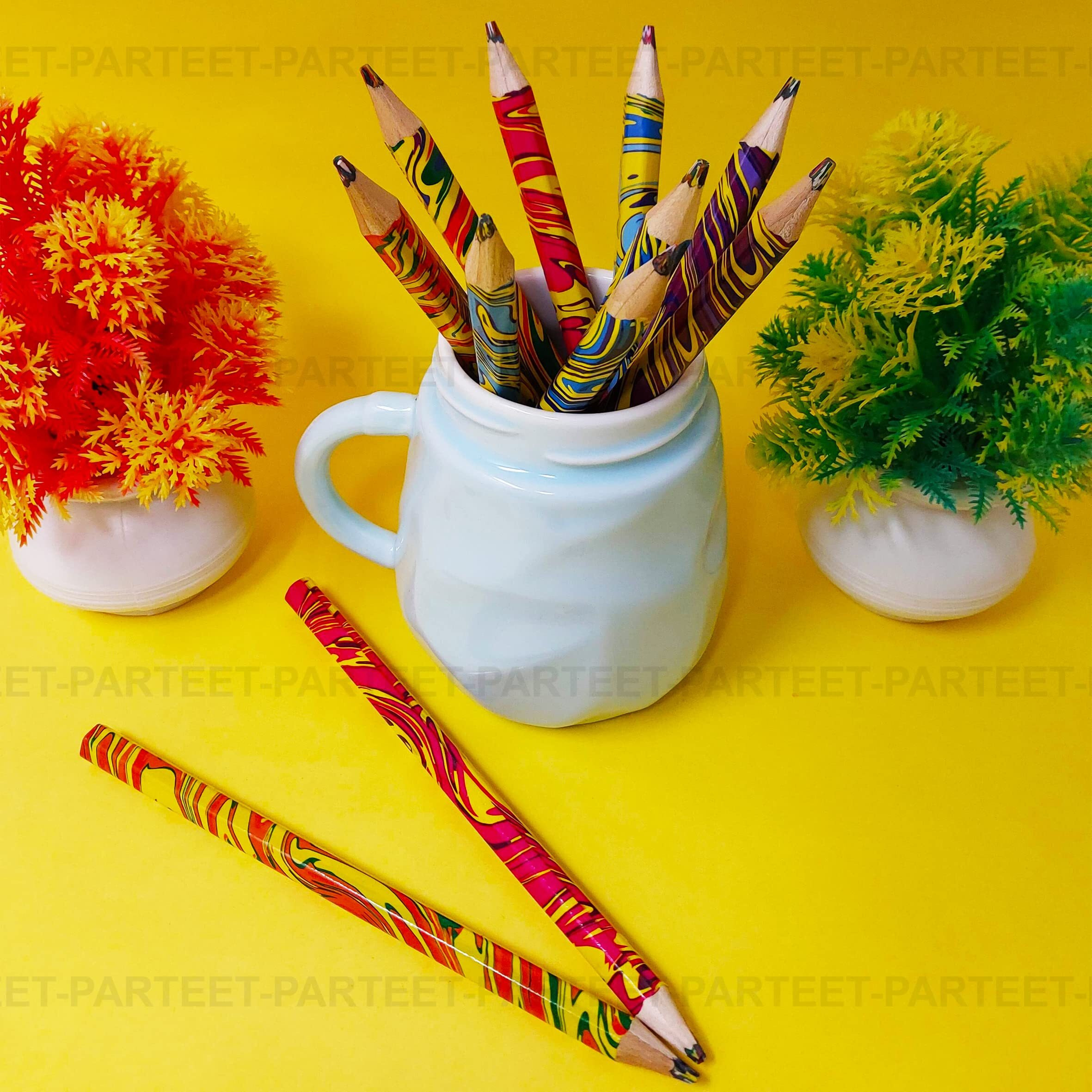 Parteet Rainbow Pencils Colour For Kids With Sharpener- Multicolour Swirl Pencil For School Kids, Architect, Artist & Child (Set Of 4 Colored Pencils & Sharpener)