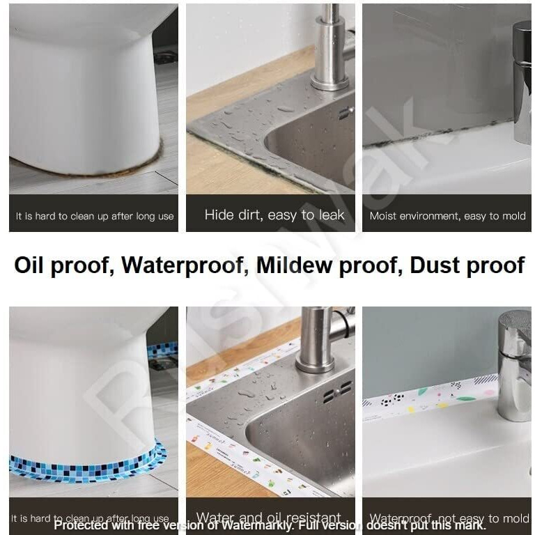 Rushwak Waterproof Tape For Kitchen Sink Oil Proof Caulk Tape Kitchen Sink Tape Waterproof For Corner Caulk Strip Self Adhesive Sealing Tape Gap Sealer For Platform Bathroom 3.2M*3.8Cm (Multicolored)