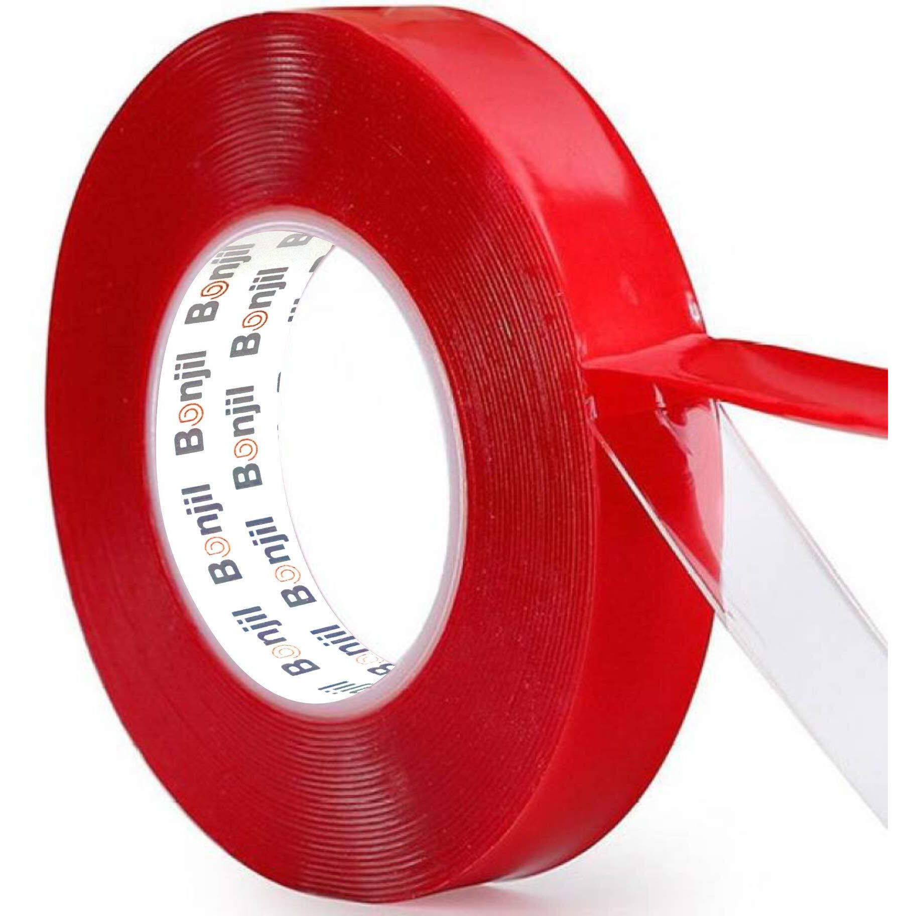 Bonjil Double Sided Heat Resistant Acrylic Adhesive Red Polyester Tape 24Mmx33Mtr (Set Of 4)